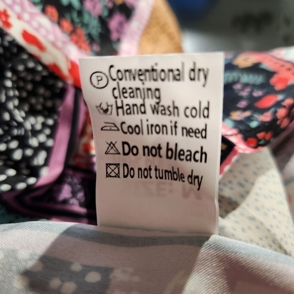 Dress Patchwork Bohemian Mini Dress Floral Adjustable spaghetti straps Size M - Picture 9 of 12